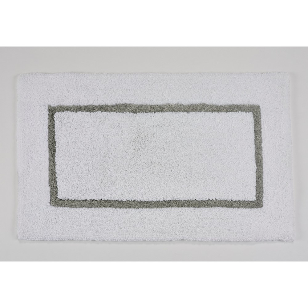 Luxury Karat Bordered Bath Mat 900 by Designer Abyss & Habidecor White Silver